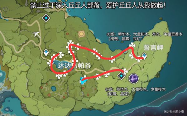 原神-塵歌壺各木材採集線路